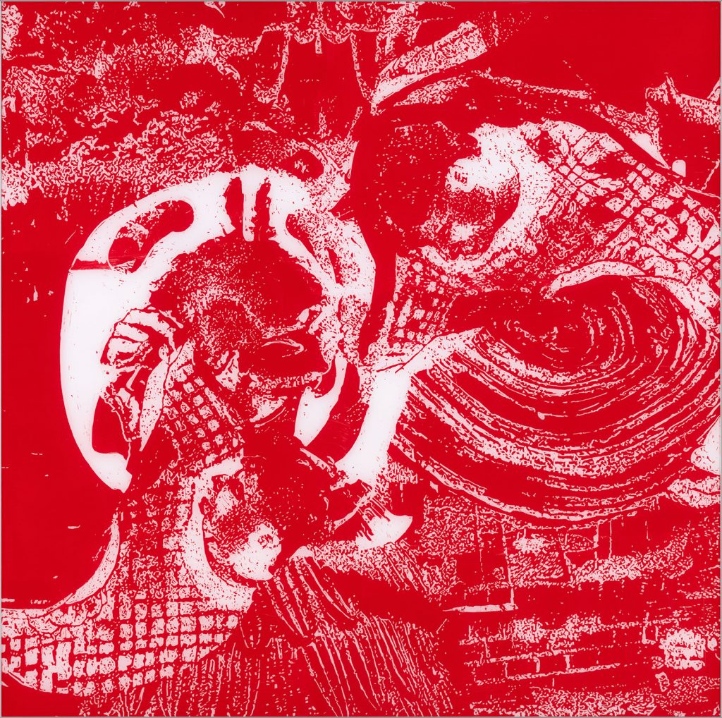 the red chamber 14, 2011, acrylic on acrylic glass, 100 x 100 cm